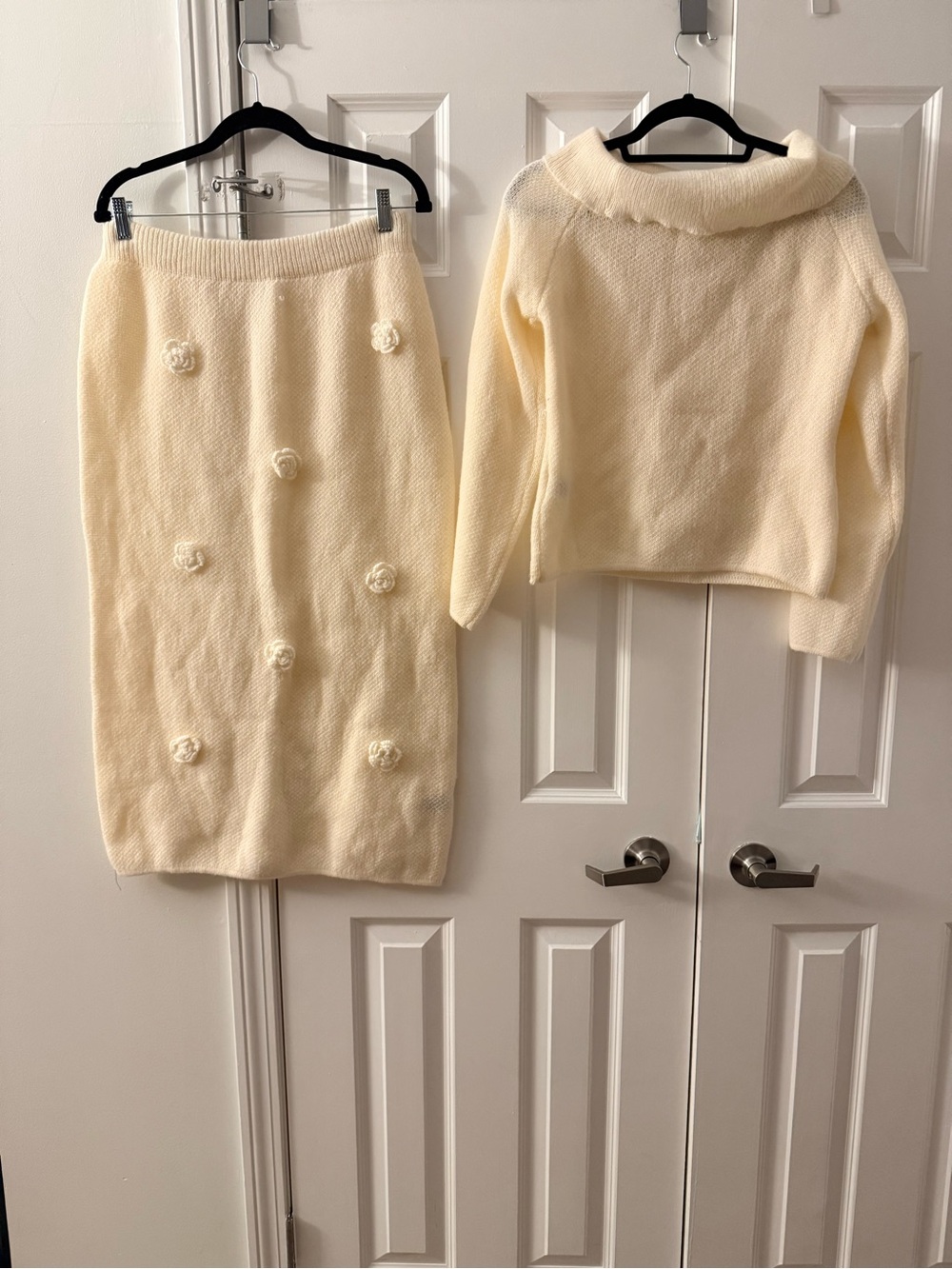 Cream Knit Pencil Skirt - Women's Sweater Skirt Set